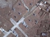 CRIMEA: Satellite images taken on Sunday, February 13, by Maxar Technologies revealed that dozens of helicopters had appeared at a previously vacant airbase in Russian-occupied Crimea. Western and Ukrainian intelligence officials said that an invasion could be imminent (Satellite image ©2022 Maxar Technologies)